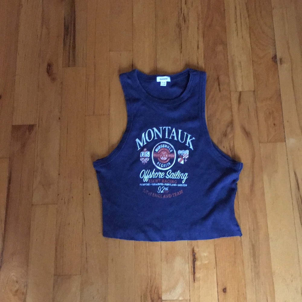 Cute dark blue ribbed Montauk tank top
